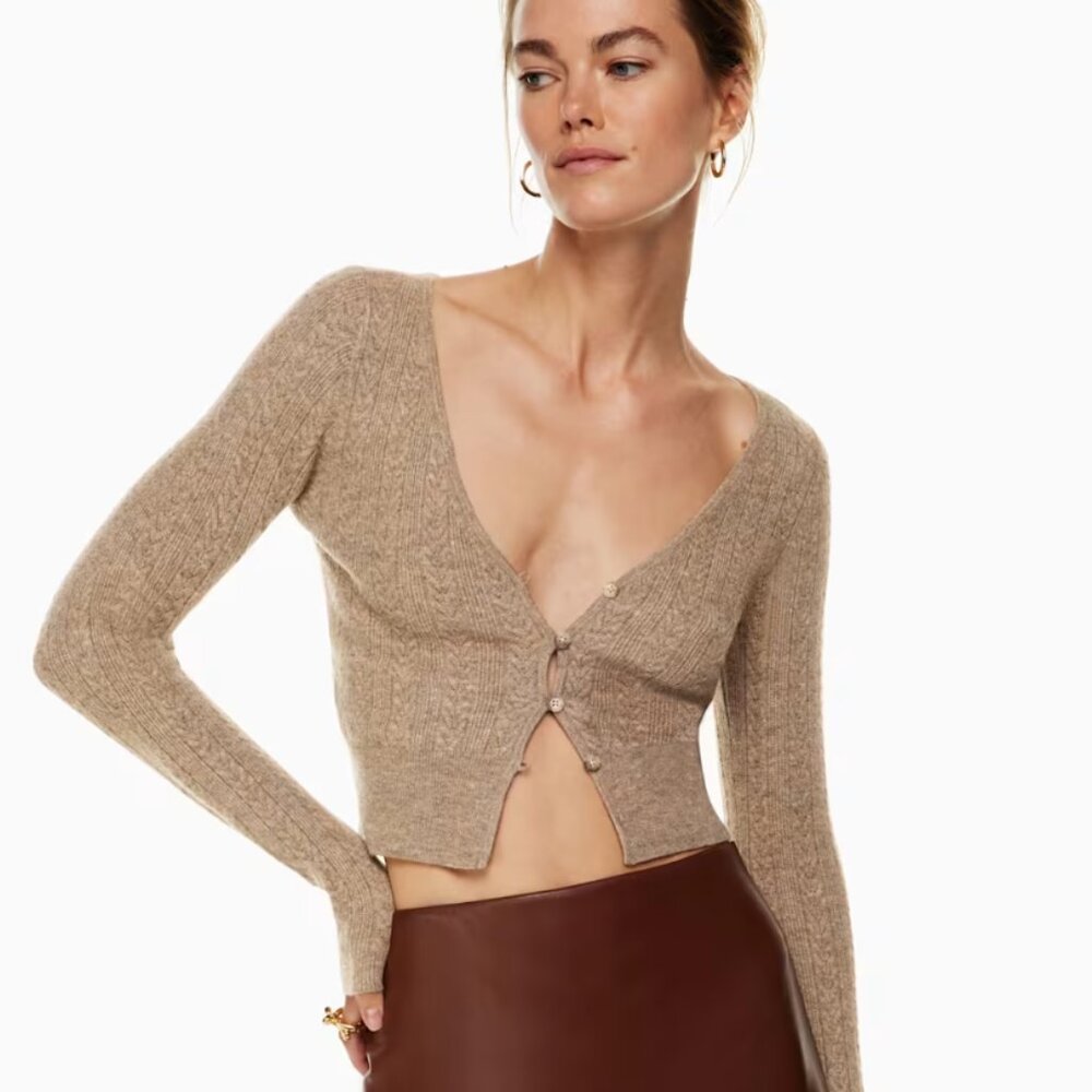 Aritzia Wilfred Santorini Cashmere Button Cardigan